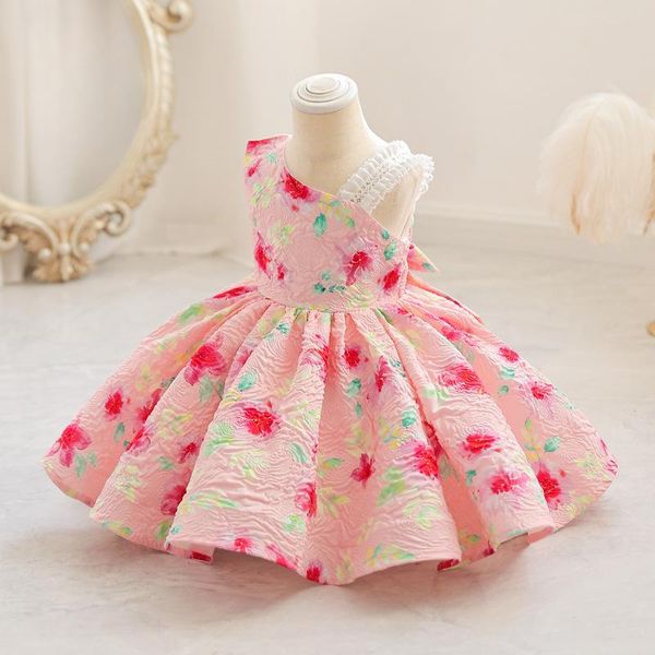 Meninas Princess Dress Dress Comparação de cores crianças garotas vestem vestido de um ano de vestido de um ano para crianças vestido casual de festa de festa