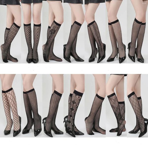 Frauen Socken Doiaeskv Fishnet Netz Spitze Knie Sexy Damen Lange transparent Frau Sommer High Black Streetwear