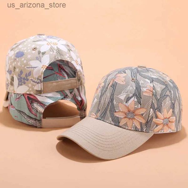 Ball Caps Flower Rightoided Womens Button Cappello Spring/Summer Fashion Baseball Cappello Regolabile Girl Sun Hat Gorras Hombre Q240425