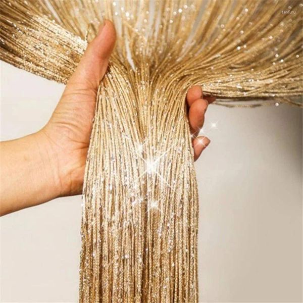 Cortina 200cmx100cm Porta de glitter String Silver Ribbon Shiny Tassel Flash Line Valão para a janela Decoração da sala