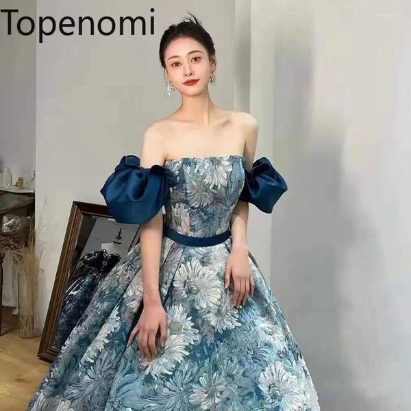 Partykleider Topenomi Französisch Retro Jacquard Abendkleid Frauen aus Schulter hoher Taille Prom Ballkleider 2024 Geburtstag Quinceanera