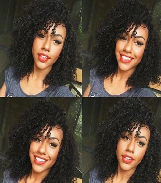 2021 perucas de densidade de densidade brasileira afro kinky curly Human Human Silk Top Lace Full com linha fina de linha para mulheres negras4677620