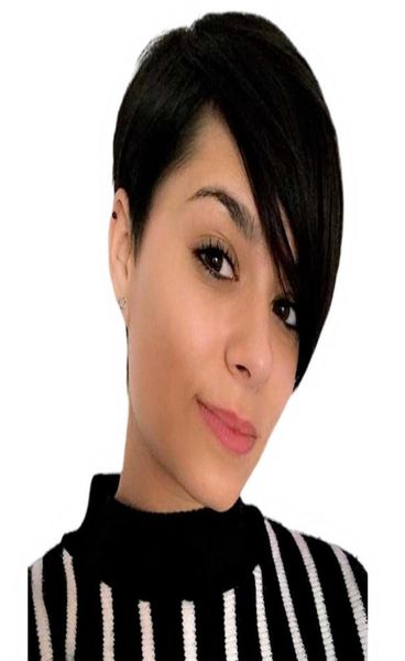 Celebrity Pixie Cut Wigs Human Peruvian Nessuno in pizzo Glutless Wig Natural Color Natural Color Micah Gianneli Capelli per donne nere Wigs1758941