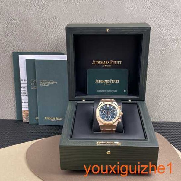 AP Orologio da polso senza tempo Royal Oak Series 26240or Blue Disc 18K Orologio rosa Gold MENS AUTOMATICA MACCHINA 41MM