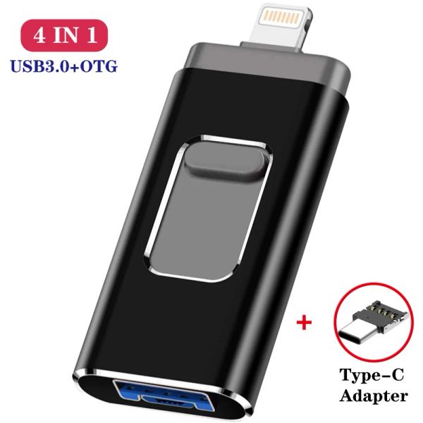 Drives 2023 USB 3.0 Flash Drive para iPhone/iPad OTG Pen Drive HD Memory Stick 64GB 128GB 256GB 512GB 1000GB Pendrive USB