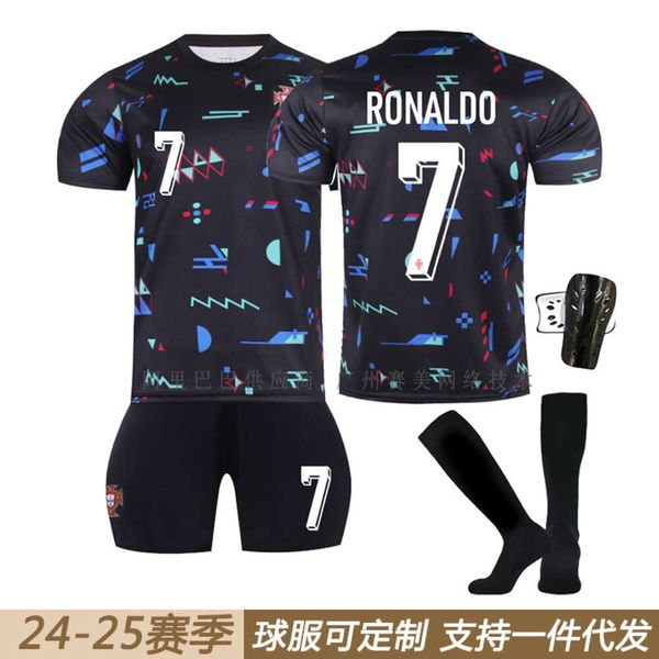 Futebol conjunto de trajes de rastreio de trajes masculinos 2425 xícara de treinamento portugal kits em kits de campo 7 c kits de Ronaldo 8 b kits de futebol infantil de taxa infantil