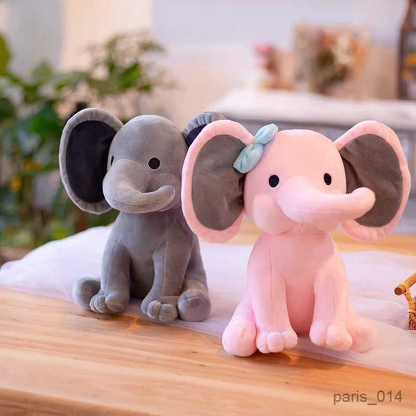 Gefüllte Plüschtiere Elefant Plüsch Spielzeugpuppe rosa graue Elefant Puppe schlafend Elefant Komfort Weiches Kissen Geburtstag Geschenk