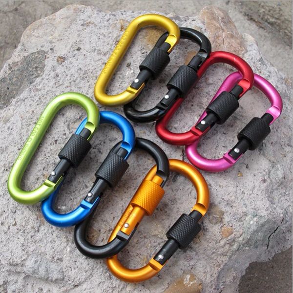 Ferramentas 100pcs/lote 8cm QuickDraw D Tipo de camping externo Caminhando carabineiro com parafuso Ferramenta de chaves de sobrevivência da montanha EDC viagens de trava da montanha EDC