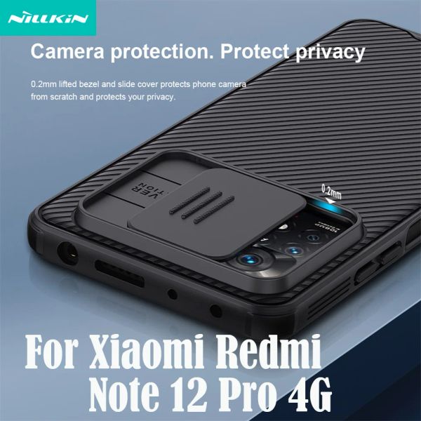 Fälle Nillkin für Xiaomi Redmi Note 12 Pro 4g -Hülle Camshield Pro Stoßdämpfer Schleife Kamera zurück -Abdeckung für Redmi Note12 Pro 4G Stoßfänger