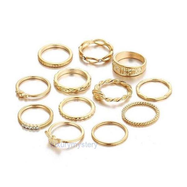 Anelli di banda 12 pc/set fascino gold color gold set di anelli di dito per donne vintage boho knuckle party punk gioielli drop drop dropeio dheio