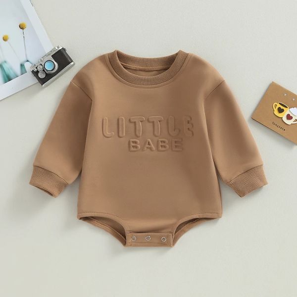 Tek parçalı yürümeye başlayan çocuk yeni doğan bebek kız çocuk bebek sweatshirt atanlar düz renkli mektup desen uzun kollu tulum sevimli kıyafetler