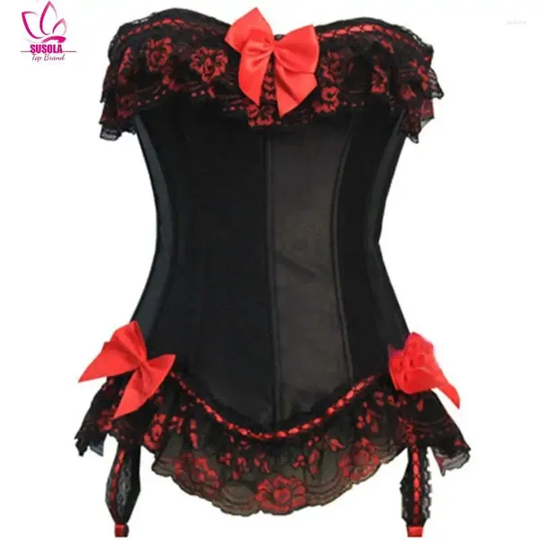 SPAPIFICHE DELLE DONNE SUSOLA S-6XL Steampunk abito corsetto sexy browknots bustier bustier Burlesque Allenatore in giro per la vita Body Shaper Slimming Lace Tops