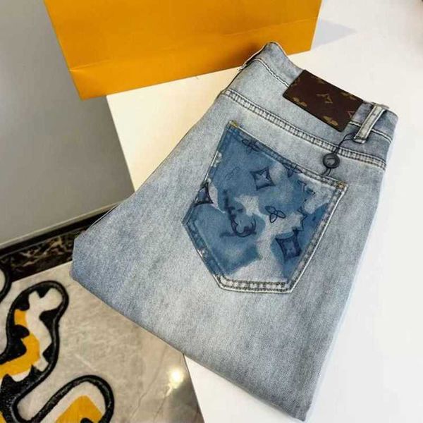Designer calça jeans de jeans Impresso Motorcicleta gráfica Slim Fit Hip Hop Streetwear Punk Roupas de jeans