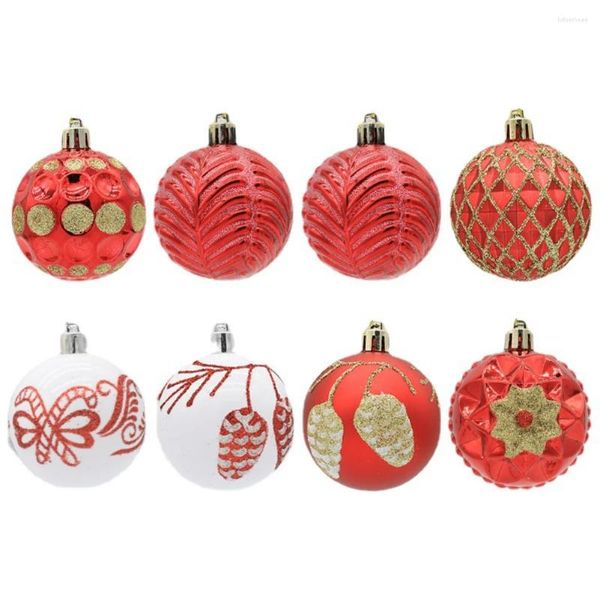 Dekorative Figuren Weihnachtsbaumkugeln Dekor Festival Party Home Decors Urlaub Weihnachten Hängende Ornamente Set Streifen Blumen