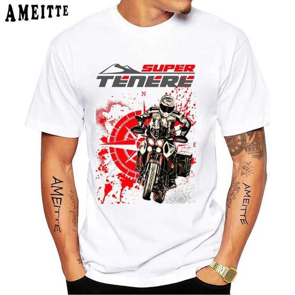 Camisetas masculinas Novo 2023 Super Tenere 1200 Xt Riding Tshirts Summer Men Short Slve Adventure Rider Motorcycle T-Shirt Hip Hop Boy Casual TS T240425