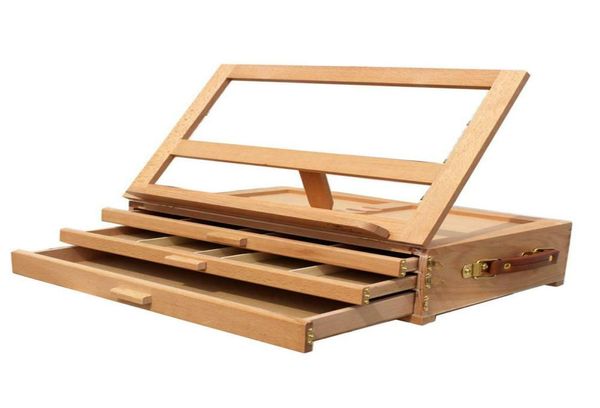 Арт -регулируемый художник Beech Wooden Tabletop Sketch коробка мольберт 3Drawer Portable2814275