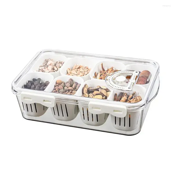 Bottiglie di stoccaggio Organizzatore di frigorifero Leafproof Spice Box con design a più scompartimento trasparente per feste di frutta