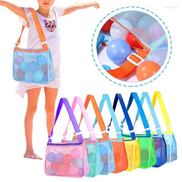 Stume da stoccaggio grande borsa da spiaggia per donne trucco cosmetico pieghevole in maglia portatile per bambini.