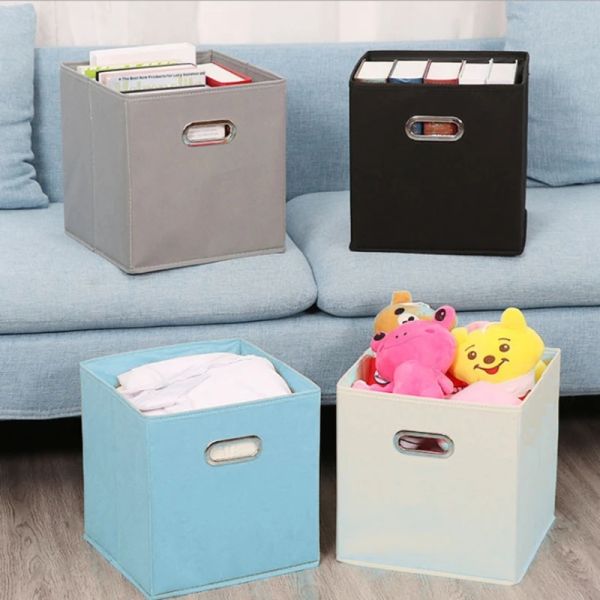 Kutular taşınabilir dosya kutusu ev katlanabilir kumaş saklama kutusu keten asma Dosyalama Giysisi Havlu Kitapları için Depolama Kutusu