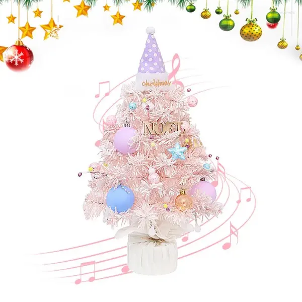 Декоративные фигурки рождественская легкая музыкальная коробка на открытом воздухе мини -дерево дерево декор 360 вращение конфеты цвета.
