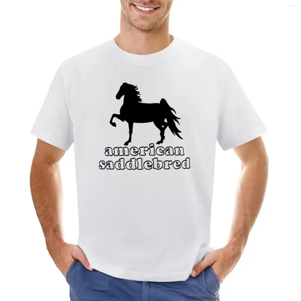 Männer polos amerikanischer Sattelbred-Text und Silhouette T-Shirt Vintage Plus Größen Workout-Shirts für Männer