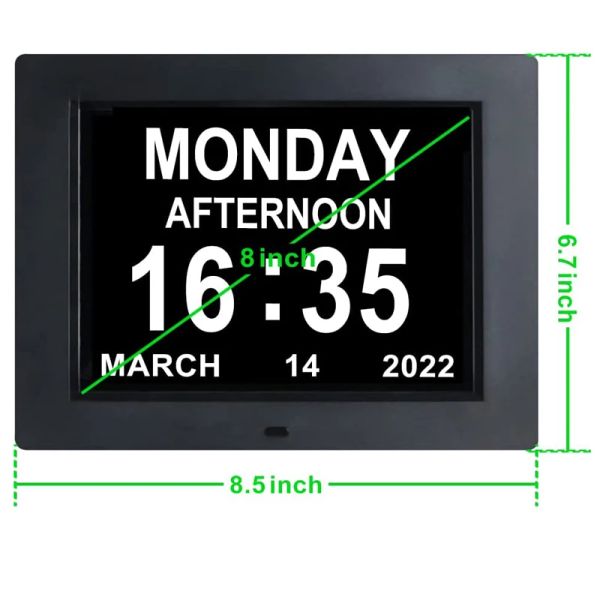 Frame Digital Calendar Digital Alarm Day Clock Frame Foto con 8 