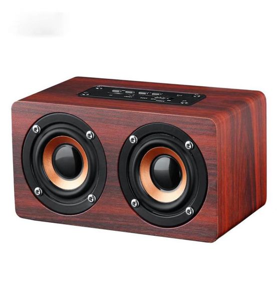 W5 Wooden Bluetooth Speaker Aux Input TF Playback de reprodução sem fio Subwoofer Portable Bass Coluna para iOS Android Smartphone8885440