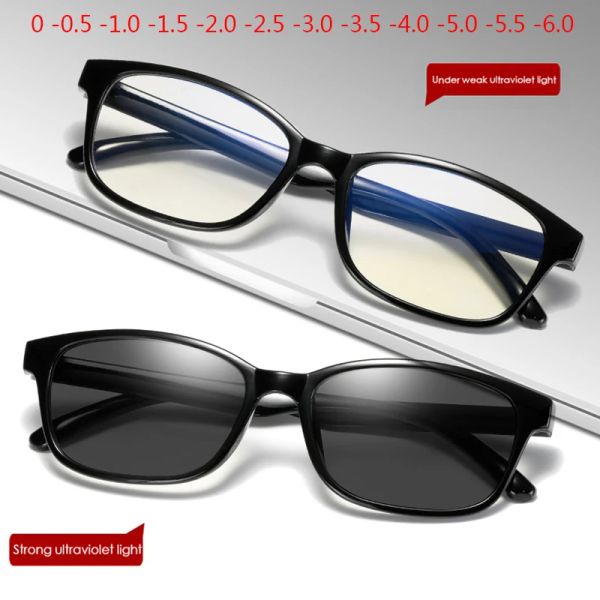 Frames Quadratrahmen ändern Farbe Brillen Photochrome Gläser Frauen Männer UV400 0 0,5 1,0 1,5 2,0 2,5 3.0 bis 6,0