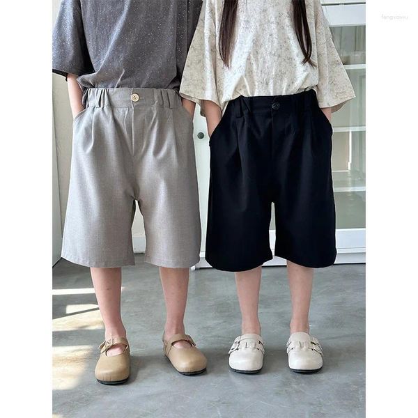 Shorts infantil infantil de verão roupas meninos coreanos meninas versáteis maré causal 2024 cintura elástica solta simples
