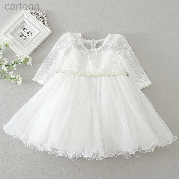 Abiti da ragazza da 32HW Nuova bambina abito da bambino abito battesimo vestito in pizzo bianco Battesimo di compleanno festa di compleanno abito principessa vestito per bambini 0-24m D240425