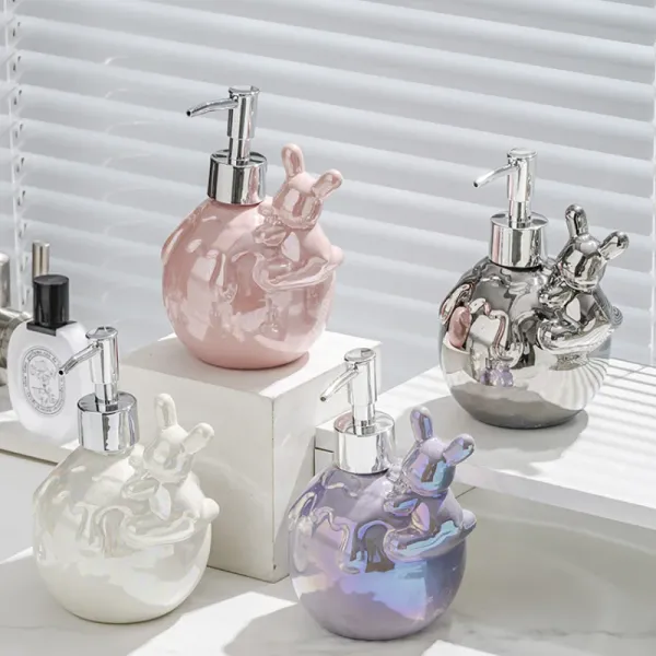 Spender Kaninchen und Bärenform Keramik Seifengelspender kreativer Farbe leer Shampoo Flaschen Seifenschale Badezimmer Zubehör Accessoires