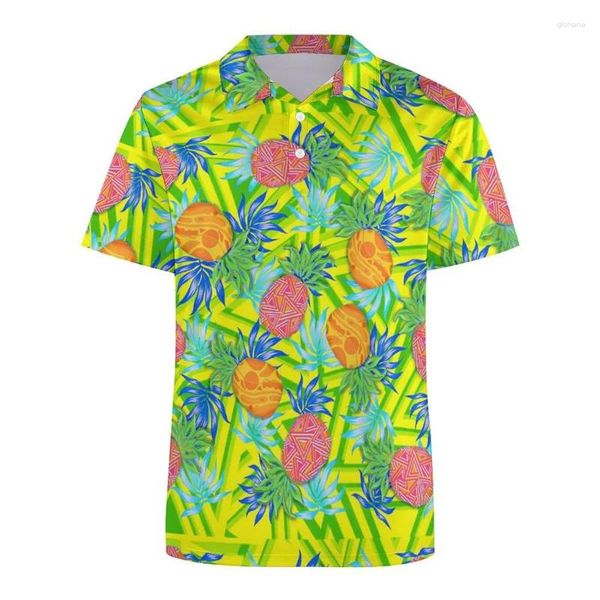 Herren Polos Früchte Bananen Ananas 3D -Druck Polo -Hemd für Männer Avocado Zitronengrafik Kurzärmele T -SEET STRASSWEISE Y2K Button Shirts