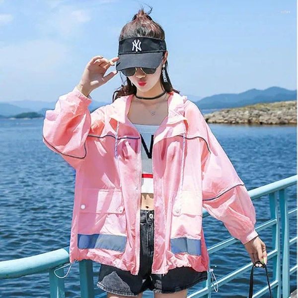 Casacos de trincheira feminina Summer Autumn Jacket Capuz Protection Roupas Sportswear Baseball Uniforme de beisebol solto PLAPA TAMANHO LAVA LONGA