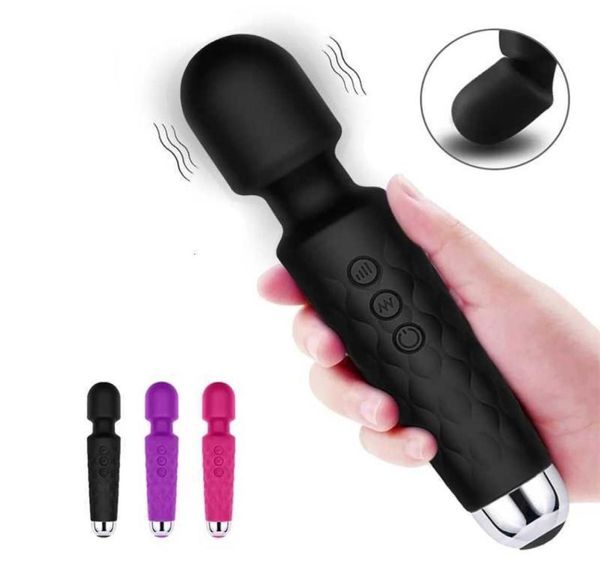 Massageador de brinquedos sexuais 20 velocidades de fábrica adulta poderosa fábrica feminina de vagina vibradora clitóris Magic AV Wand Massager Toy for Women Mas9641810