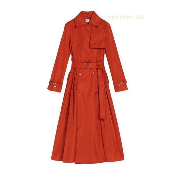 Tasarımcı Coats Wome's Coats Luxury Coats Max Maras Womens İpek Taffeta Çift Krufizli Zarif Turuncu Ceket