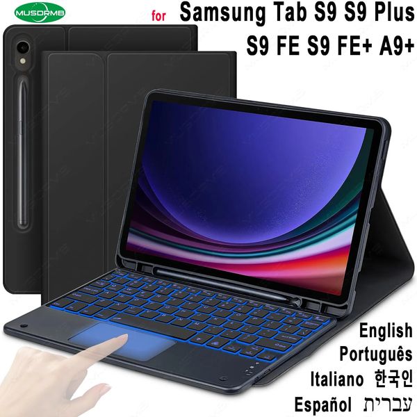 Caso con tastiera per la tab S9 A9 Fe retroillumina Galaxy Plus Copertura magnetica KeyPad 240424