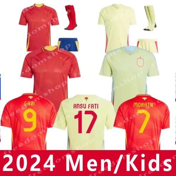 Spagna 24 25 maglia di calcio Morata Ferran Asensio 2024 Euro Cup Spanish National Team Football Shirt 2025 uomini Kit per bambini che si mette a casa camisetas Espana Rodri Olmo Ansu Fati