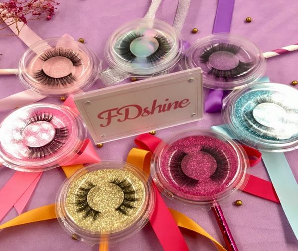 Ganze 3D -Lollipop -Wimpern Faux Mink Wimpern billige benutzerdefinierte Logo -Aufkleber für Lash Box fdshine8771594