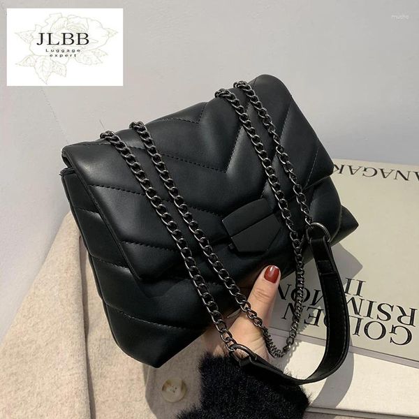 Umhängetaschen berühmte luxuriöse Frauen Marke Handtaschen 2024 weibliche Crossbody -Kette Süßes Leder schwarzer stilvoller, kleiner Quadratmobiltasche