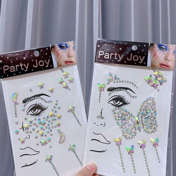 Tatuagens novas jóias de shinestone 3D diamantes de jóias de face Bright Tattoos Rhinestones para maquiagem Retinete de shinestone adesivos faciais