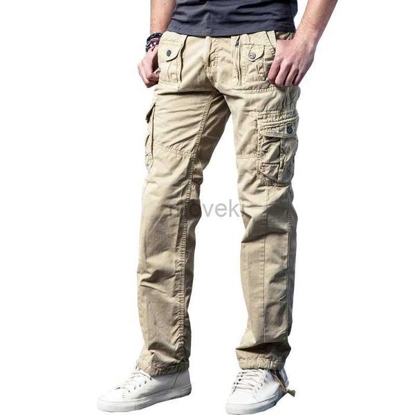 Calças masculinas Drop Shipping Novos arivais Multi-Pockets Solid Mens Cargo Militar Longo Longa Calça 29-40 JPCK11 D240425