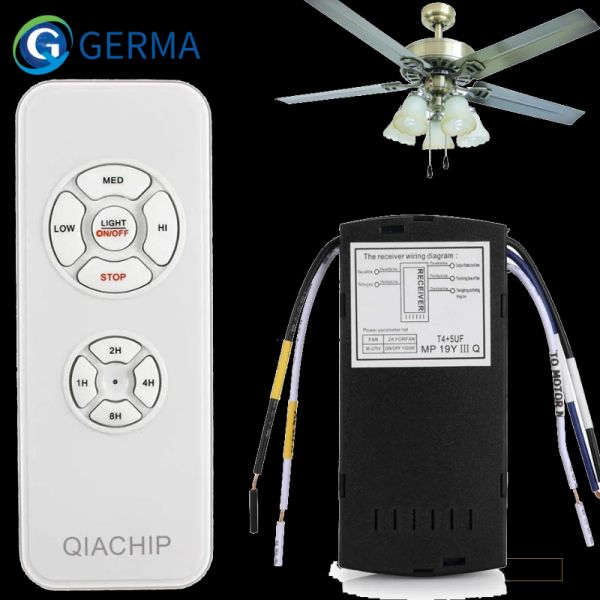 Controla o kit de controle remoto do ventilador de teto universal Germa, Kit AC 110240V, interruptor de controle de tempo, receptor de velocidade do vento ajustado receptor