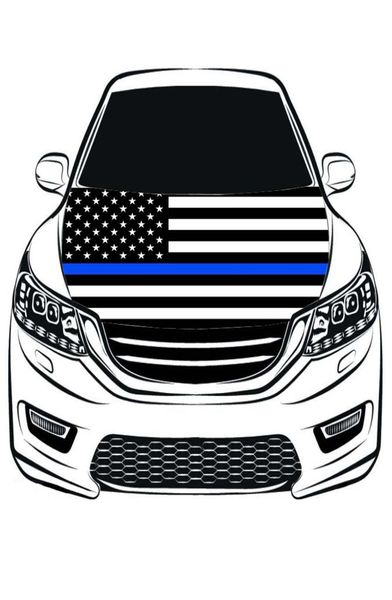 Thin Blue Line USA National Flag Car Hood Deckung 33x5ft 100polyestergine Elastic Stoffe können gewaschen1241820 gewaschen werden