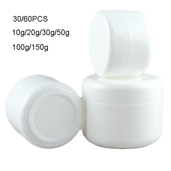 Şişeler 30/60 PCS Beyaz Boş Makyaj Kavanoz Tenceresi Yolculuk Dolunabilen Şişeler Krem Losyon Cinder Bakımı Kozmetik Konteyner Plastik Saklama Kutusu