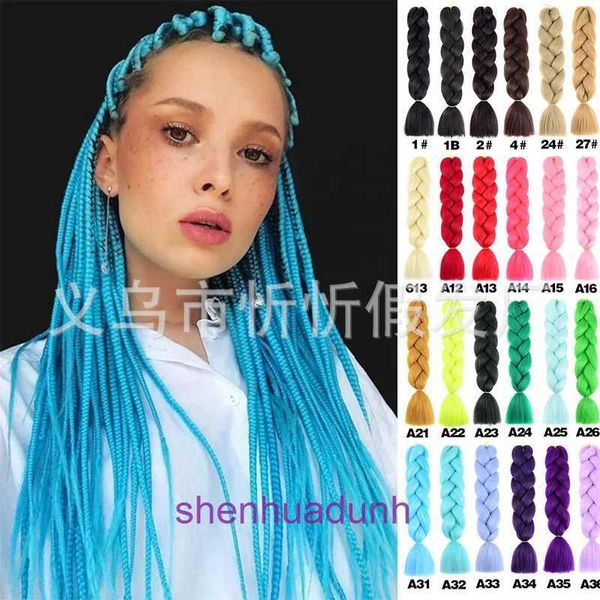 Designer Wigs Hair Hair for Women Big Braid Dirty Color Gradient Fiber Chemical Fiber Big Recepção 100g Wig