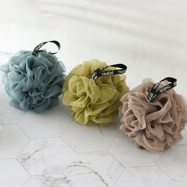 Palline da bagno a maglie morbide palline di spugna di nylon pulizia a bolla bolla con soffiatore per la cuffia per il pulitore esfoliante esfoliatura a sfere da bagno forniture da bagno bolas de esponja de bano