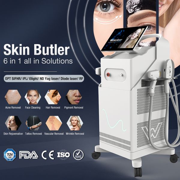 Бесплатный корабль Opt Shr IPL Diode Laser Hair Hair Machine Nd yag tatoo Удаление Nd Laser Multifuntund