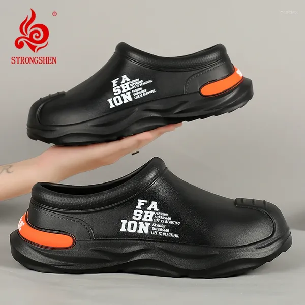 Scarpe casual Strongshen Men Chef Summer Slipper Kitches Clogs Work Flip-Flop impermeabile a prova di olio a prova di sandalo Non slip pantofole da giardino