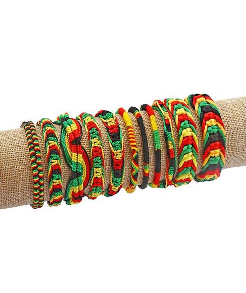 10pcs rasta amicizia braccialetto braccialetto cotone seta reggae jamaica surfista boho regolabile gioiello 3631981