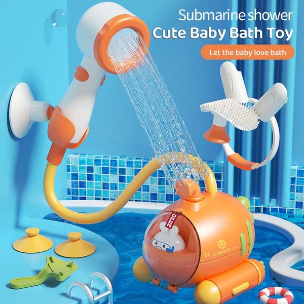 Baby Bad Dusche Kopf Cartoon Karotte Elektrische Wasserpumpe Verstellbare Sprinkler Baby Badewanne Spray Wasserspielzeug für Kleinkindgeschenk 240423